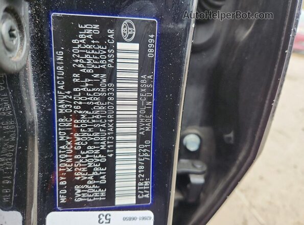 4T1T31AK4RU078339 2024 TOYOTA CAMRY Black VIN sticker view