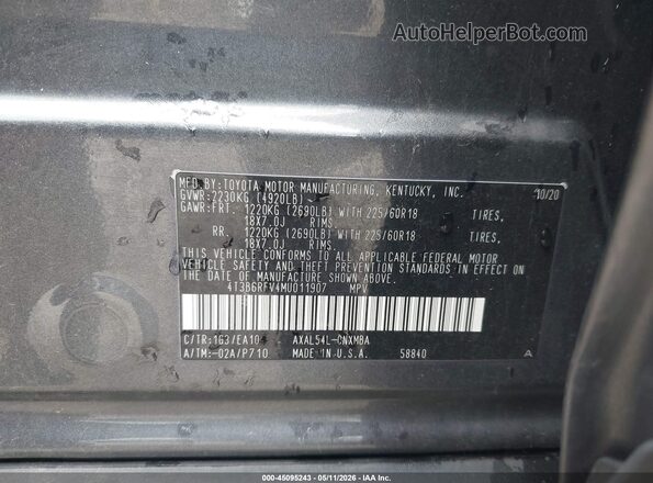4T3B6RFV4MU011907 2021 TOYOTA LE Черный Вид подкапотного пространства