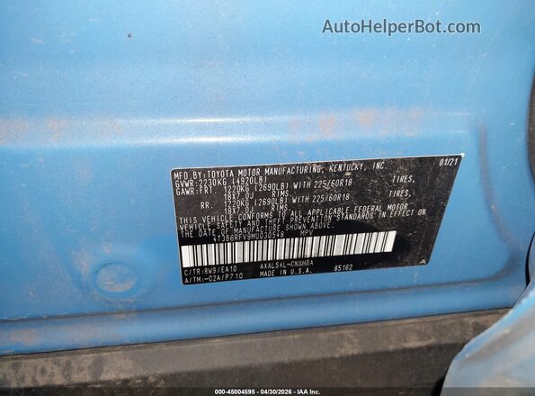 4T3B6RFV9MU030548 2021 TOYOTA LE Blue Engine compartment view