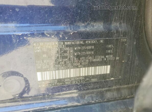 4T3E6RFV6MU017351 2021 TOYOTA RAV4 Blue Widok naklejki z numerem VIN
