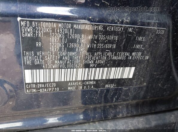 4T3EWRFV0LU003623 2020 TOYOTA RAV4 HYBRID Синий Вид подкапотного пространства