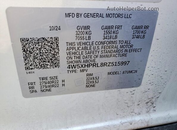 4W5XHPRL8RZ515997 2024 ACURA ZDX Белый Вид наклейки с VIN-кодом