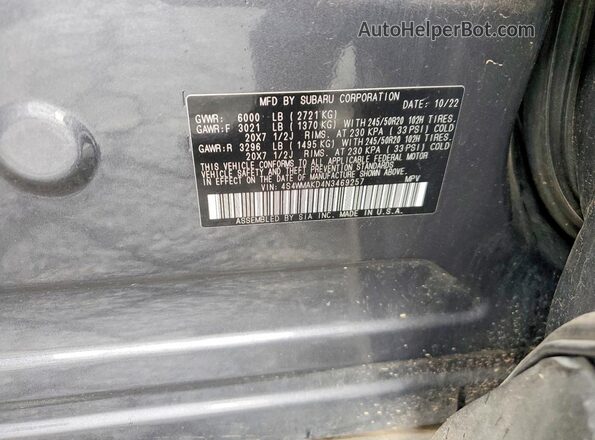 4S4WMAKD4N3469257 2022 SUBARU ASCENT Серый Панорамный вид салона 360°
