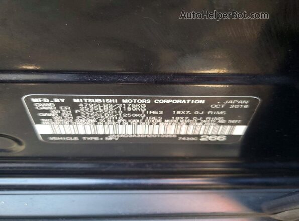 JA4AD3A36HZ010956 2017 MITSUBISHI OUTLANDER Черный Вид наклейки с VIN-кодом
