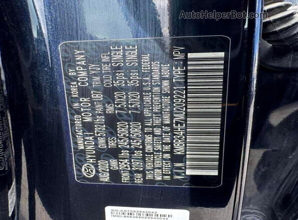KM8R34HE7MU209221 2021 HYUNDAI PALISADE Черный Вид задней части салона