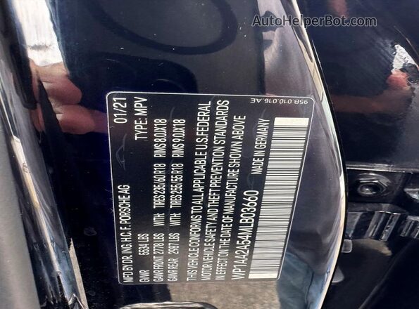 WP1AA2A54MLB03660 2021 PORSCHE MACAN Черный Панорамный вид салона 360°