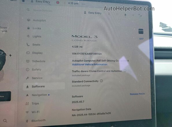 5YJ3E1EA8SF065124 2025 TESLA MODEL Серый Вид щитка приборов