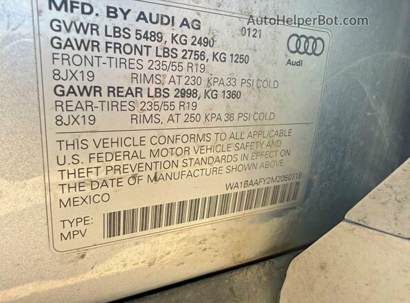 WA1BAAFY2M2050718 2021 AUDI Q5 Серебряный Вид задней части салона