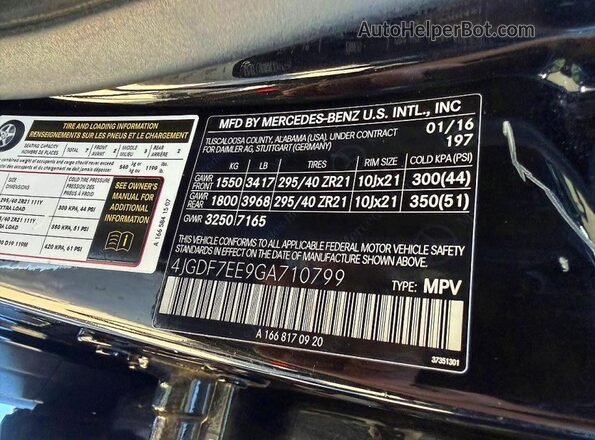 4JGDF7EE9GA710799 2016 MERCEDES-BENZ GL-CLASS Black Vista interior trasera