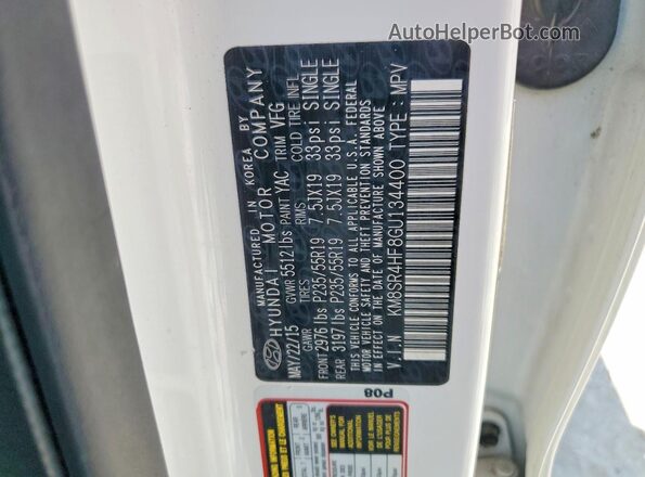 KM8SR4HF8GU134400 2016 HYUNDAI SANTA FE White Widok naklejki z numerem VIN
