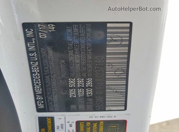 55SWF4HB6JU237180 2018 MERCEDES-BENZ C White Vista del compartimento del motor