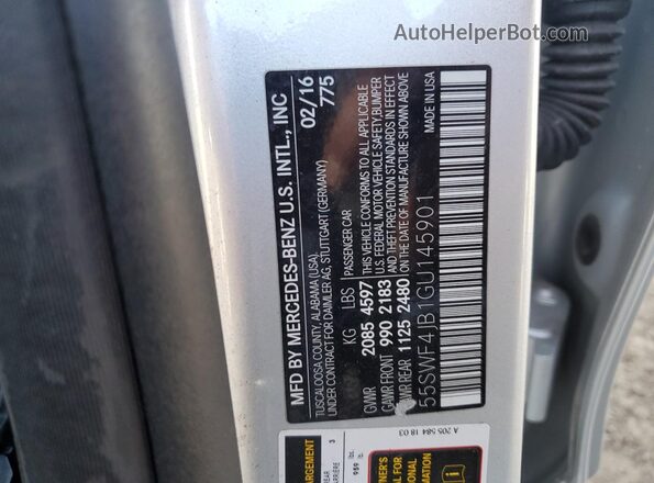 55SWF4JB1GU145901 2016 MERCEDES-BENZ C Silver Вид підкапотного простору