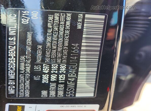 55SWF4JB4GU141664 2016 MERCEDES-BENZ C Black Вид підкапотного простору