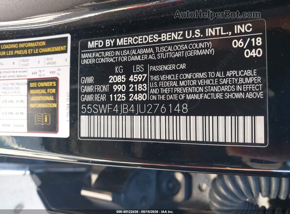 55SWF4JB4JU276148 2018 MERCEDES-BENZ C-CLASS Black Շարժիչի բաժամունքի տեսք