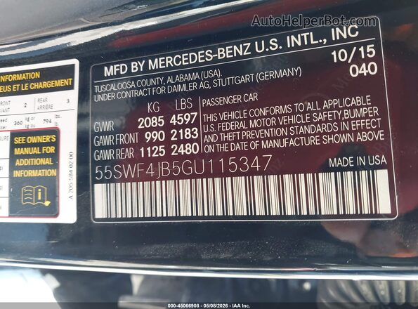 55SWF4JB5GU115347 2016 MERCEDES-BENZ C-CLASS Black Engine compartment view