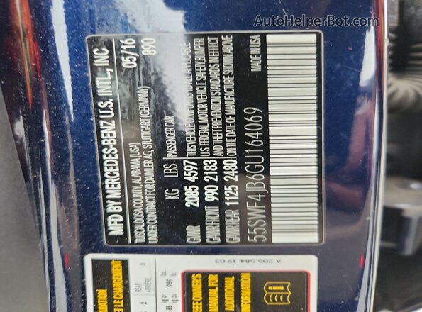 55SWF4JB6GU164069 2016 MERCEDES-BENZ C Blue Widok komory silnika