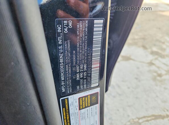55SWF4JB6JU268407 2018 MERCEDES-BENZ C Black VIN sticker view