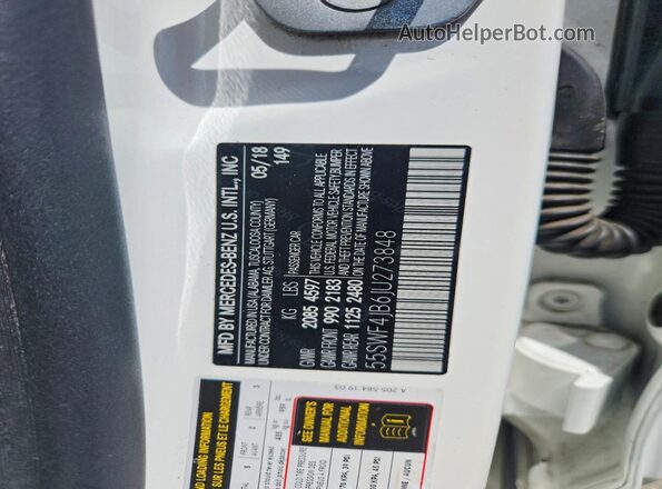 55SWF4JB6JU273848 2018 MERCEDES-BENZ C White Вид підкапотного простору