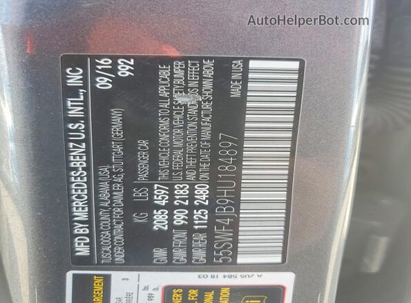 55SWF4JB9HU184897 2017 MERCEDES-BENZ C Серый Вид подкапотного пространства