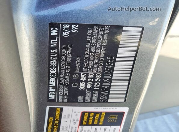 55SWF4JB9JU274265 2018 MERCEDES-BENZ C Black Widok komory silnika