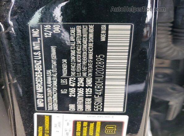 55SWF4KB0HU202895 2017 MERCEDES-BENZ C Black ძრავის განყოფილების ხედი