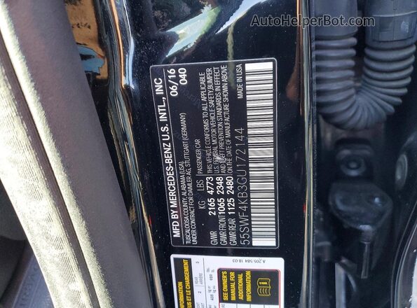 55SWF4KB3GU172144 2016 MERCEDES-BENZ C Black VIN კოდის სტიკერის ხედი