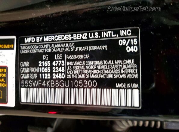 55SWF4KB8GU105300 2016 MERCEDES-BENZ C Black Вид підкапотного простору