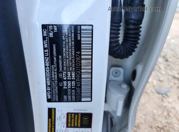 55SWF4KB9GU102874 2016 MERCEDES-BENZ C White Вид підкапотного простору