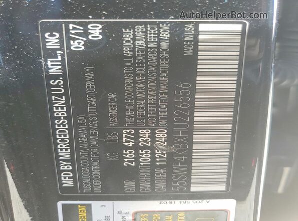 55SWF4KBXHU226556 2017 MERCEDES-BENZ C Black Вид підкапотного простору