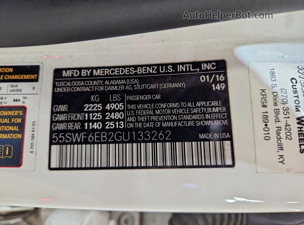 55SWF6EB2GU133262 2016 MERCEDES-BENZ C White Շարժիչի բաժամունքի տեսք