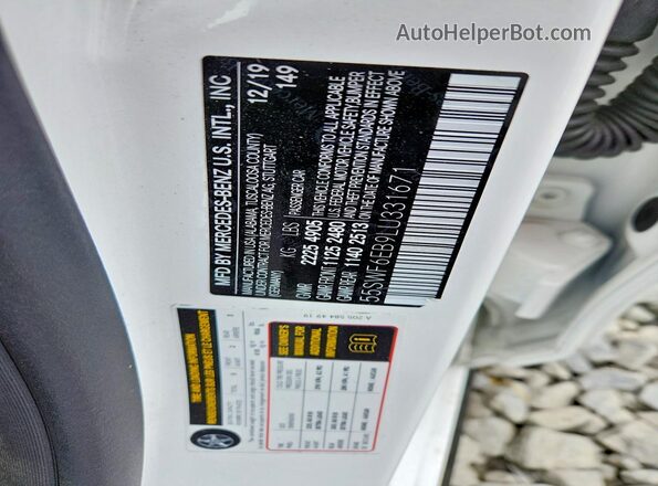 55SWF6EB9LU331671 2020 MERCEDES-BENZ C White Շարժիչի բաժամունքի տեսք
