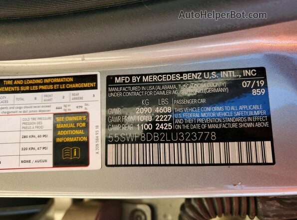 55SWF8DB2LU323778 2020 MERCEDES-BENZ C Beige Вид підкапотного простору