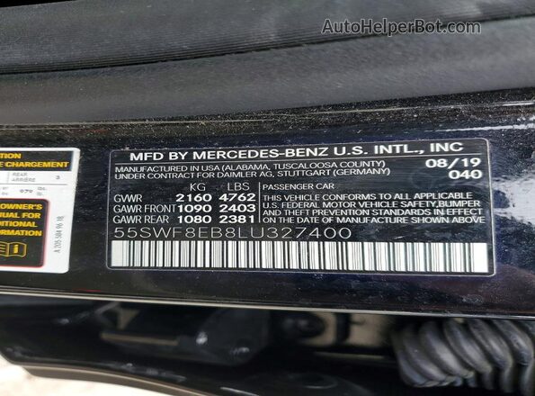 55SWF8EB8LU327400 2020 MERCEDES-BENZ C Black Вид наклейки з VIN-кодом
