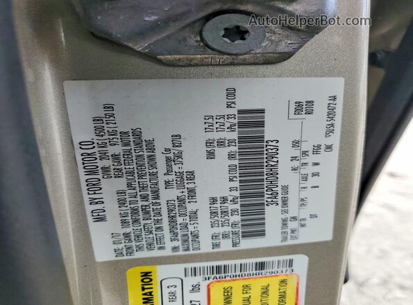 3FA6P0HD8HR290373 2017 FORD FUSION Золотой Вид наклейки с VIN-кодом