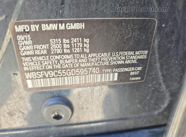 WBSFV9C55GD595740 2016 BMW M5 Gray Vista de los asientos traseros