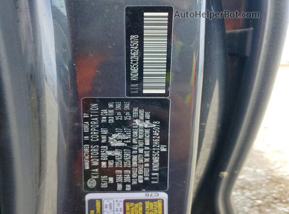 KNDMB5C12H6245078 2017 KIA SEDONA Gray Vista de la etiqueta del VIN