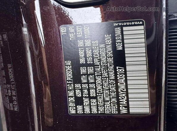 WP1AA2AY2MDA03187 2021 PORSCHE CAYENNE Charcoal Вид задніх сидінь