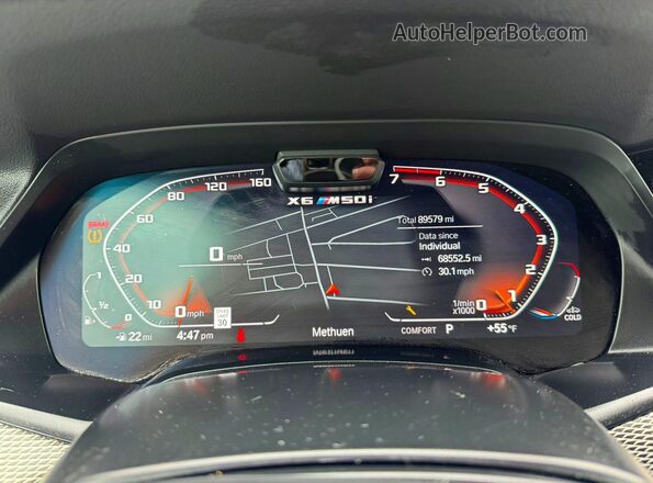 5UXCY8C09M9E51267 2021 BMW X6 Бордовый Вид щитка приборов
