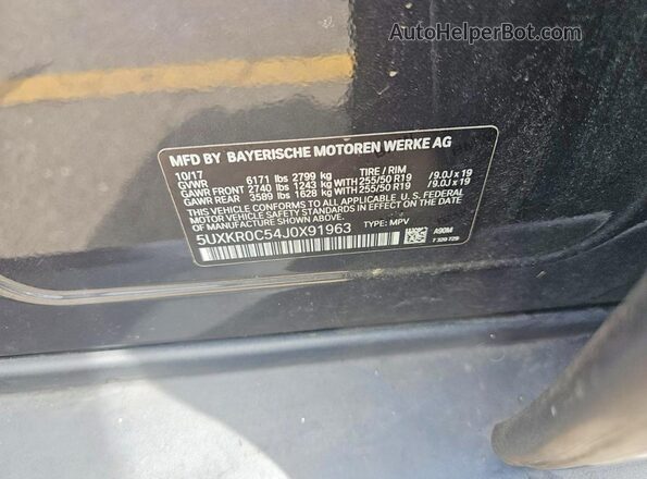 5UXKR0C54J0X91963 2018 BMW X5 Серый Вид задней части салона
