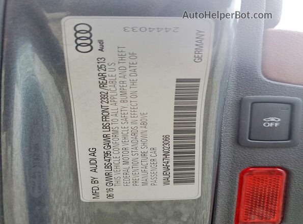 WAUENAF47HN023066 2017 AUDI A4 Gray Widok naklejki z numerem VIN