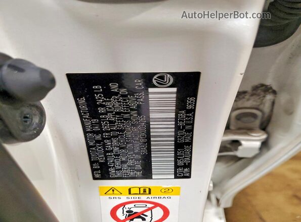 58ABZ1B13KU034265 2019 LEXUS ES Белый Вид наклейки с VIN-кодом