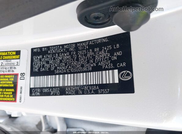 58ADA1C10SU059638 2025 LEXUS ES 300H Белый Вид подкапотного пространства