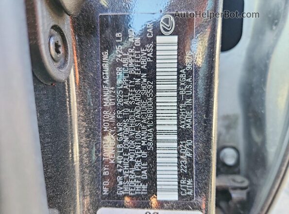 58ADA1C16RU045592 2024 LEXUS ES Черный Вид наклейки с VIN-кодом