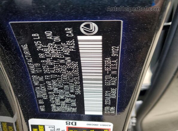 58ADZ1B13LU062982 2020 LEXUS ES Black VIN կոդի պիտակի տեսք