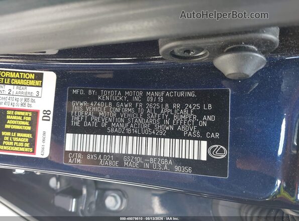 58ADZ1B14LU054292 2020 LEXUS ES 350 Черный Вид подкапотного пространства