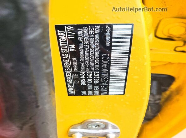 W1K5J4GB5LN090003 2020 MERCEDES-BENZ CLA-CLASS Yellow VIN կոդի պիտակի տեսք