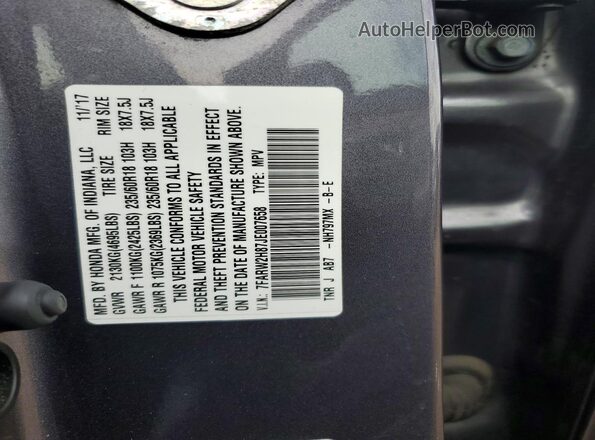 7FARW2H87JE007658 2018 HONDA CRV Gray Widok naklejki z numerem VIN