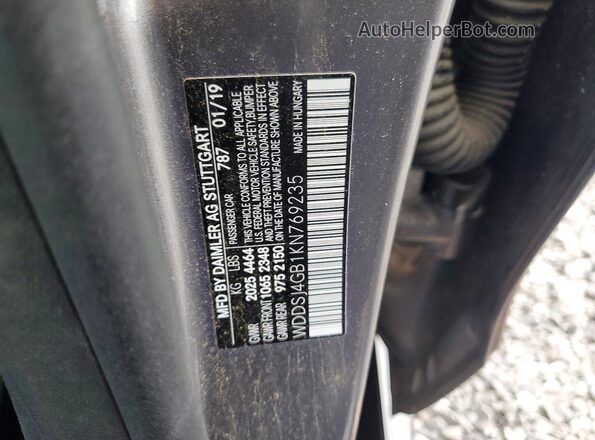 WDDSJ4GB1KN769235 2019 MERCEDES-BENZ CLA-CLASS Серый Вид наклейки с VIN-кодом