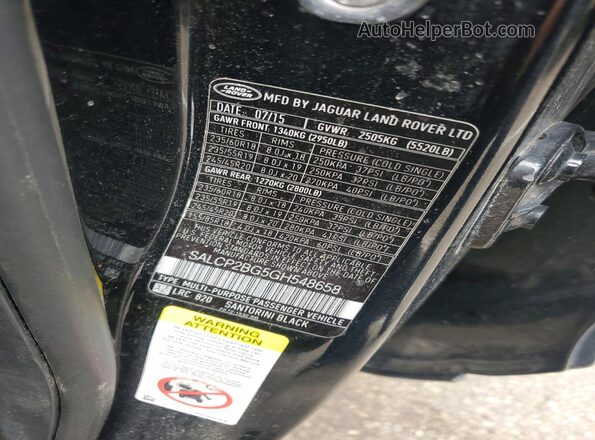 SALCP2BG5GH548658 2016 LAND ROVER DISCOVERY Black Widok wnętrza 360 stopni