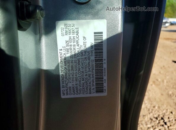 5FNRL6H61PB005102 2023 HONDA ODYSSEY Silver Vista interior de 360 grados